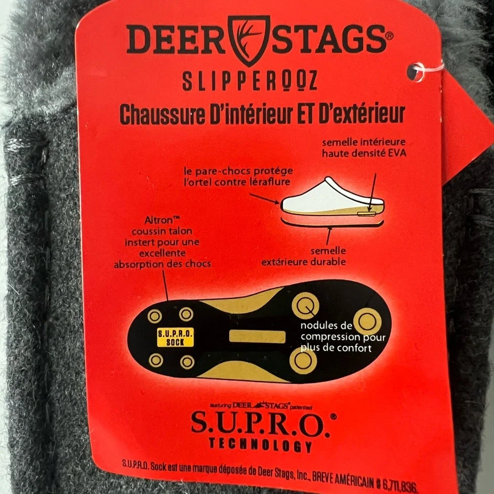 Deer Stags Gray Kids Moccasin Slippers with Plush Lining,‎ Size3, NWT